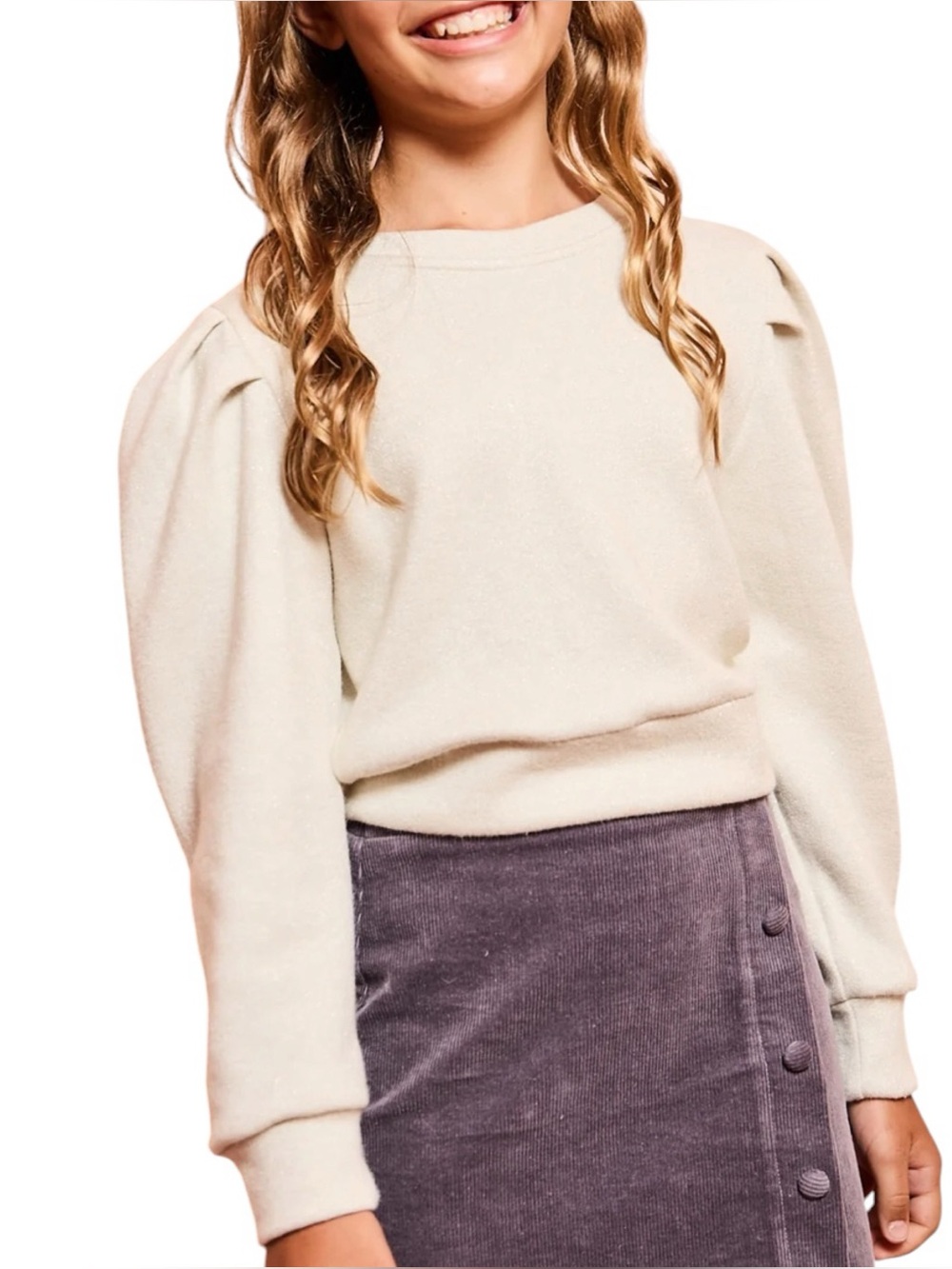 Pleat Peyton Snowflake Puff Sleeves Pullover Sweater Size 12